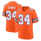 D.Broncos #34 JL Skinner Player Orange Alternate Collection Throwback Game Gdoa Stitched Jerseys
