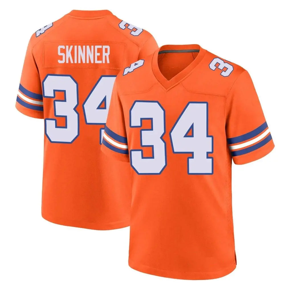 D.Broncos #34 JL Skinner Player Orange Alternate Collection Throwback Game Gdoa Stitched Jerseys