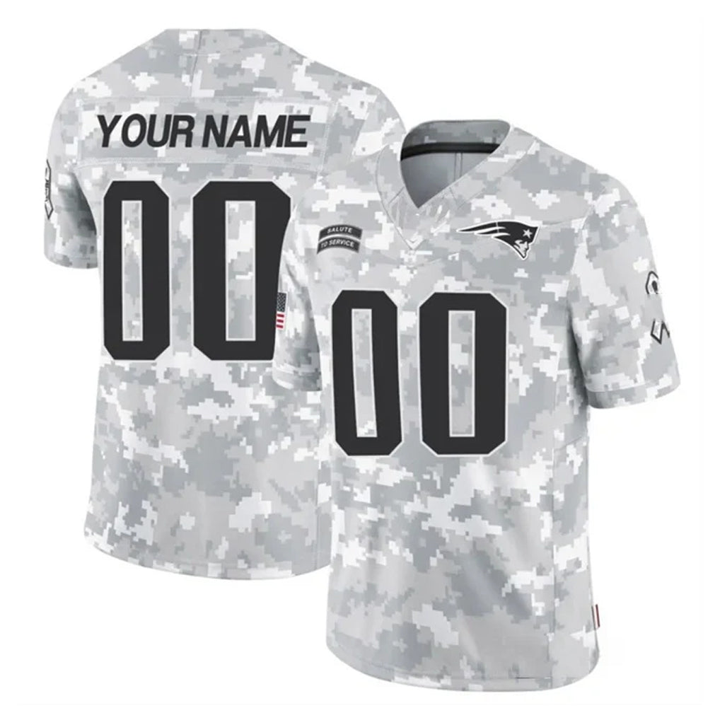 Custom NE.Patriots Arctic Camo Salute To Service Limited Game Any Name & Numbers Gdoa Stitched Jerseys