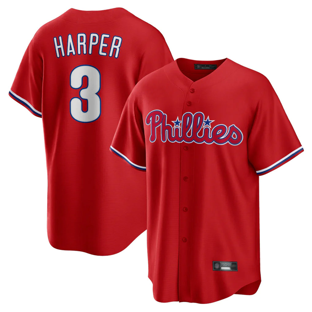 P.Phillies #3 Bryce Harper Player Red Home Game Fdoa Stitched Jerseys