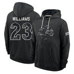 LA.Rams #23 Kyren Williams Player 2026 Black Logo Pullover Hoodies Limited Game Gdoa Stitched Jerseys