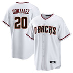 A.Diamondbacks #20 Luis Gonzalez Player White Home Game Gdoa Stitched Jerseys