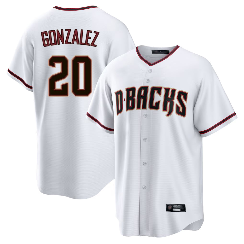 A.Diamondbacks #20 Luis Gonzalez Player White Home Game Gdoa Stitched Jerseys