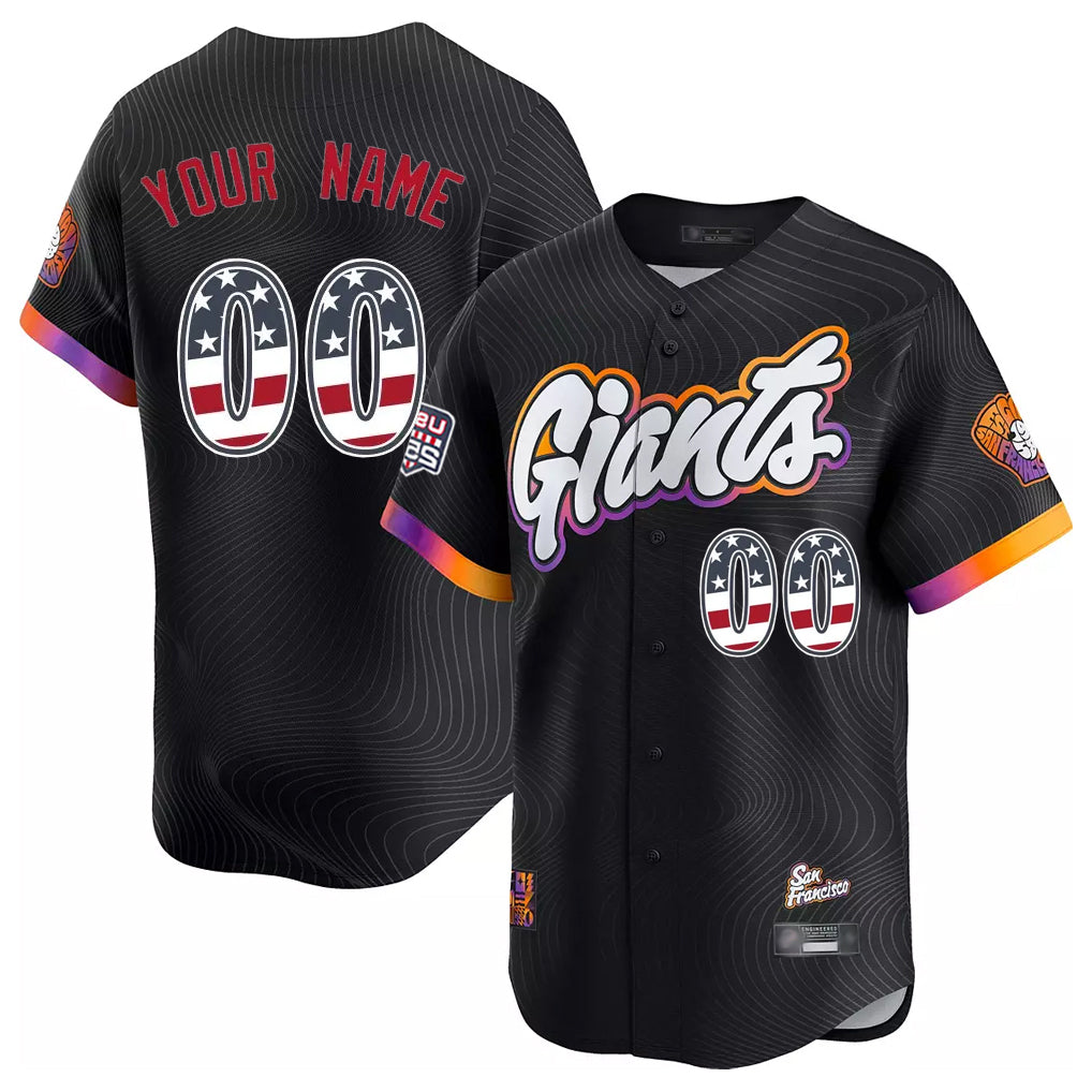 Custom SF.Giants Black City Connect USA 250 Fourth of July Limited Home Game Any Name & Number Gdoa Stitched Jerseys