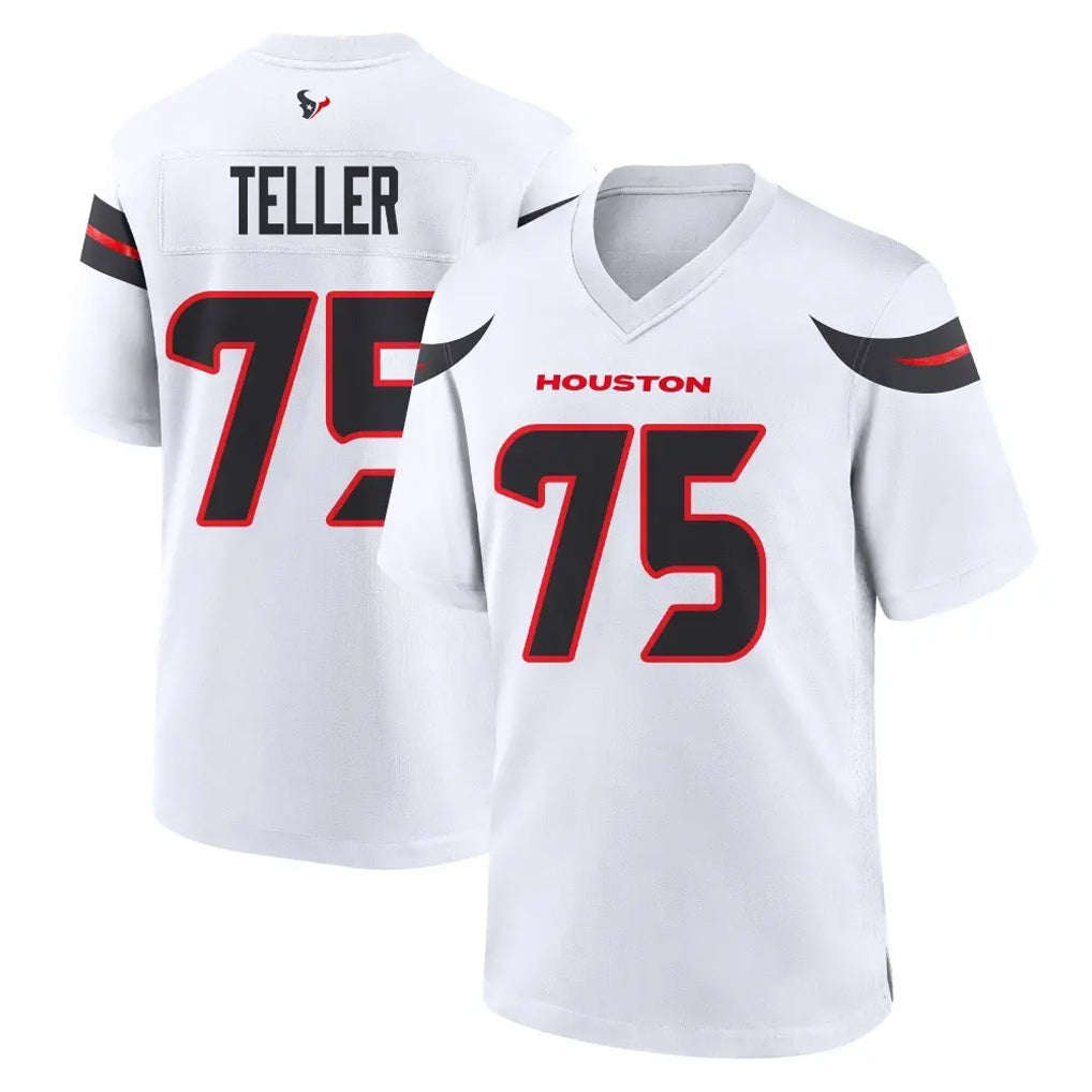 H.Texans #75 Wyatt Teller Player White Home Game Gdoa Stitched Jerseys