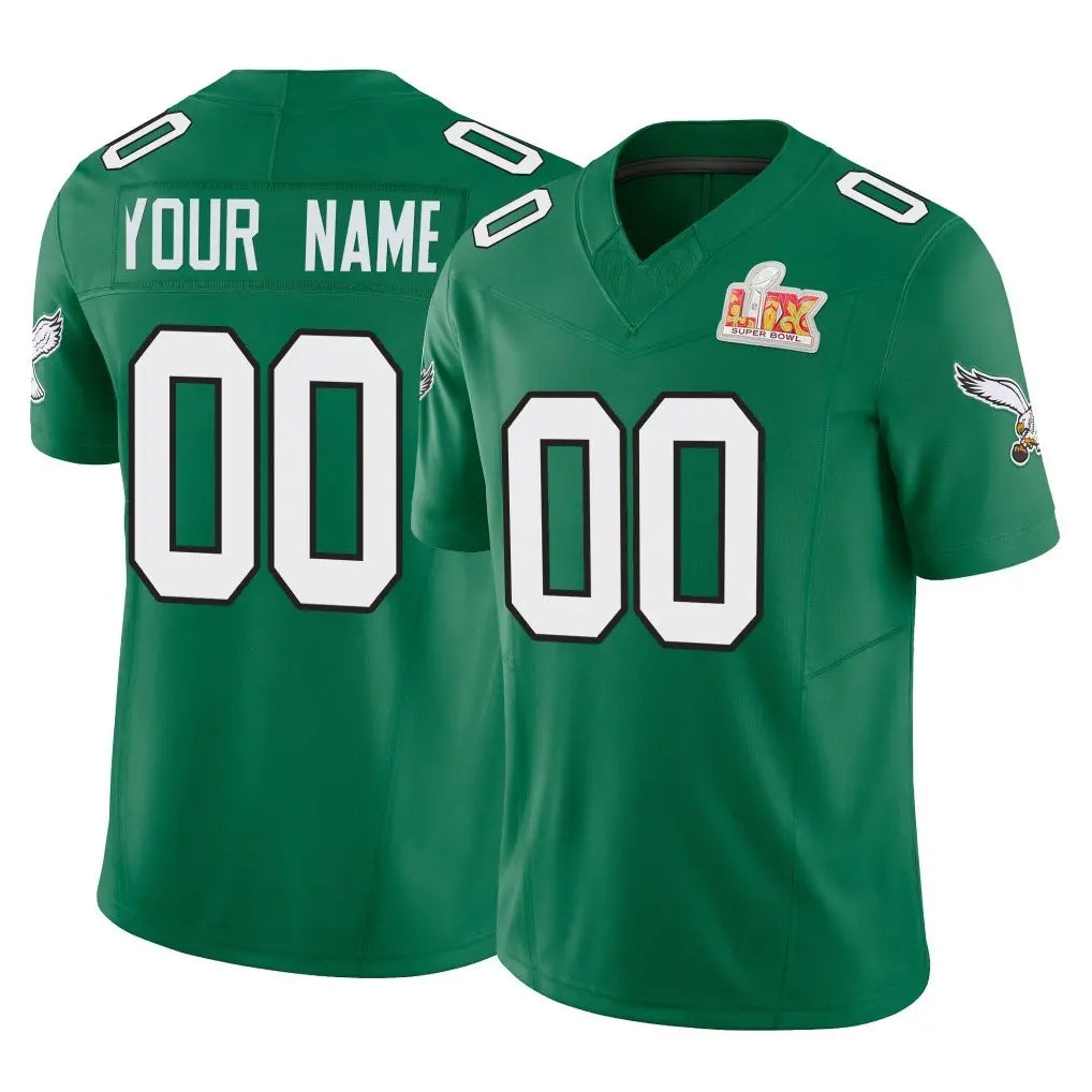 Custom P.Eagles Green Kelly Alternate Vapor F.U.S.E. Super Bowl LIX Home Game Any Name & Numbers Gdoa Stitched Jerseys