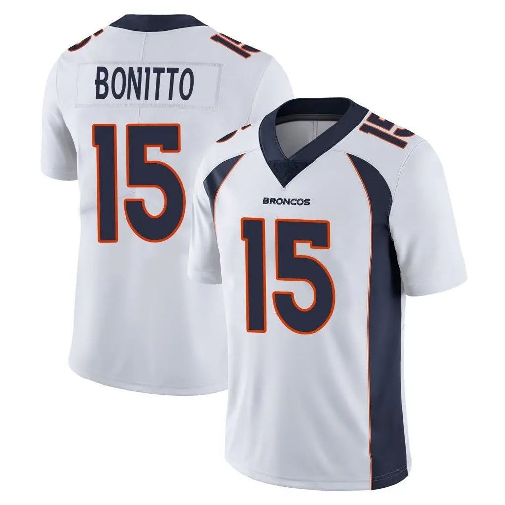 D.Broncos #15 Nik Bonitto Player White Vapor Untouchable Limited Home Game Ddoa Stitched Jerseys