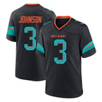 M.Dolphins #3 Chris Johnson Player Black Pitch Rivalries Collection Home Game Gdoa Stitched Jerseys