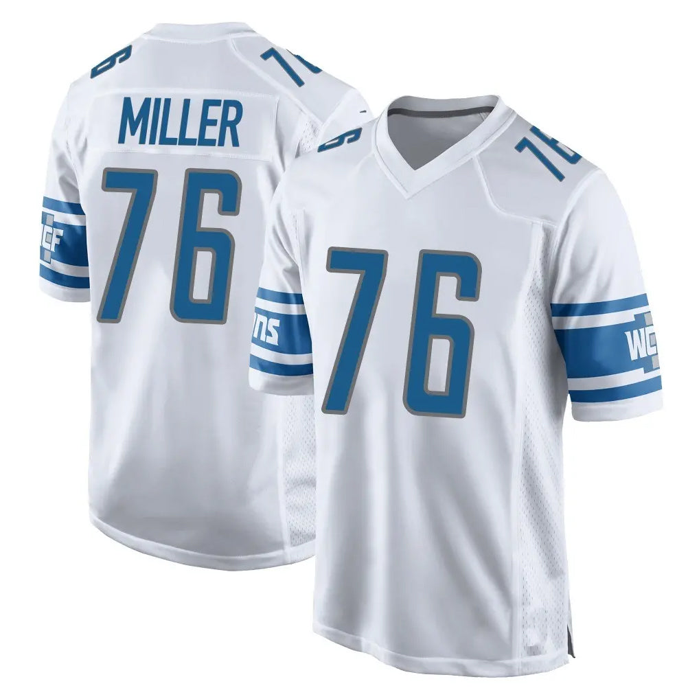 D.Lions #76 Blake Miller Player White Home Game Gdoa Stitched Jerseys