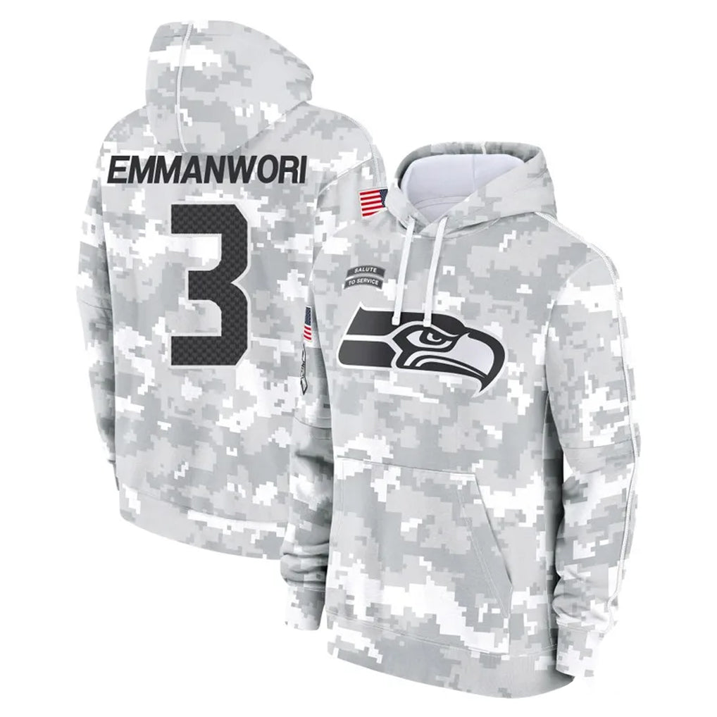 S.Seahawks #3 Nick Emmanwori Player Arctic Camo Limited Salute to Service Pullover Hoodies Game Gdoa Stitched Jerseys