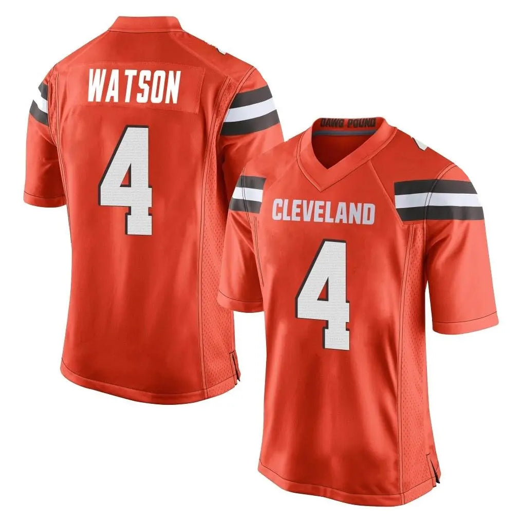 C.Browns #4 Deshaun Watson Player Orange Home Game Gdoa Stitched Jerseys