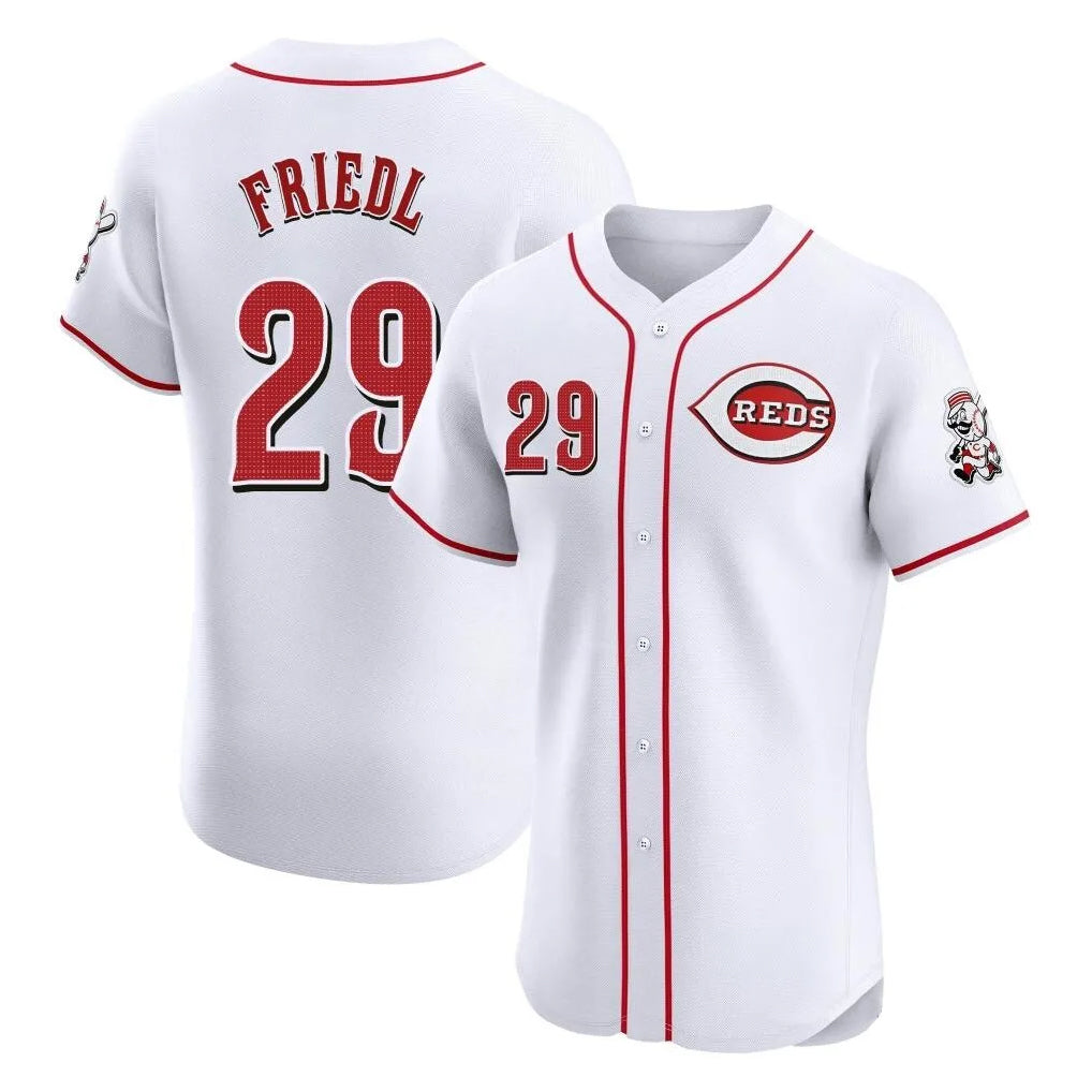 C.Reds #29 TJ Friedl Player White Limited Elite Home Gdoa Stitched Jerseys