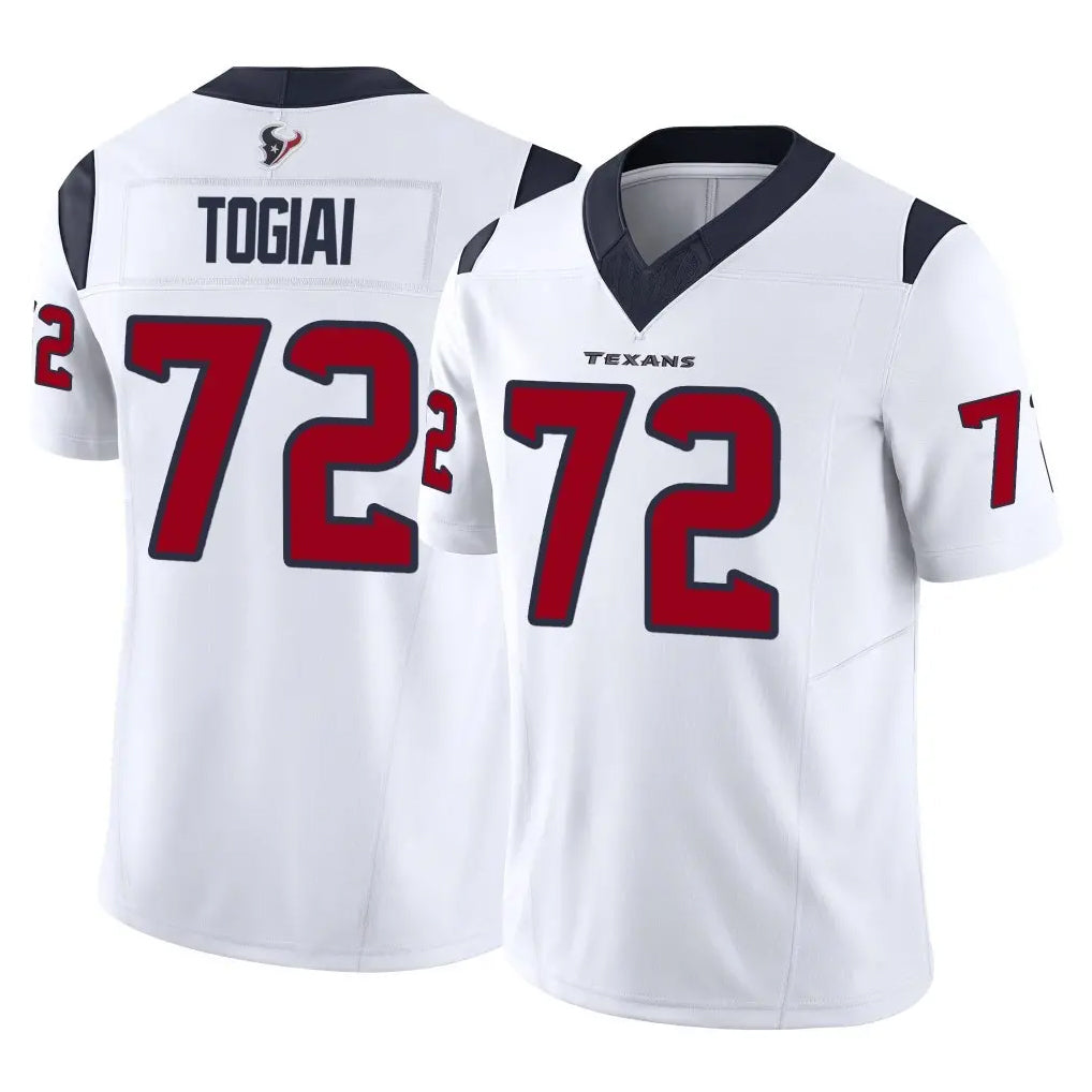 H.Texans #72 Tommy Togiai Player White Limited Vapor F.U.S.E. Home Game Gdoa Stitched Jerseys