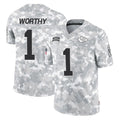 KC.Chiefs #1 Xavier Worthy Player Arctic Camo Salute To Service Limited Game Gdoa Stitched Jerseys