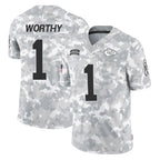 KC.Chiefs #1 Xavier Worthy Player Arctic Camo Salute To Service Limited Game Gdoa Stitched Jerseys