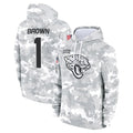 J.Jaguars #1 Montaric Brown Player Arctic Camo Salute to Service Hoodies Limited Game Gdoa Stitched Jerseys