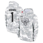J.Jaguars #1 Montaric Brown Player Arctic Camo Salute to Service Hoodies Limited Game Gdoa Stitched Jerseys