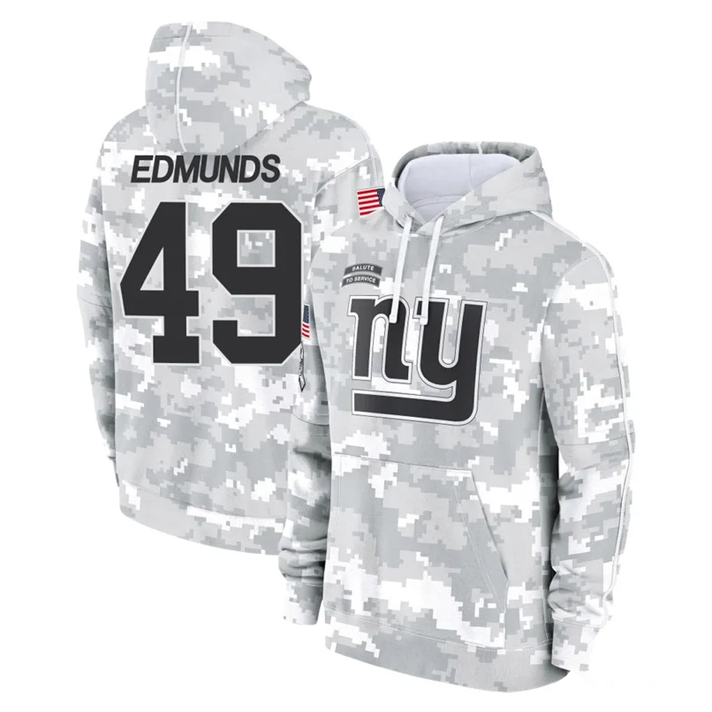 NY.Giants #49 Tremaine Edmunds Player Arctic Camo Salute to Service Pullover Hoodies Limited Game Gdoa Stitched Jerseys