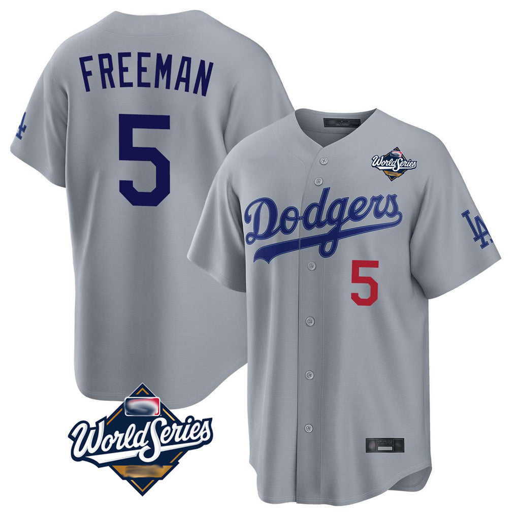 LA.Dodgers #5 Freddie Freeman Player Gray World Series Game Home Fdoa Stitched Jerseys