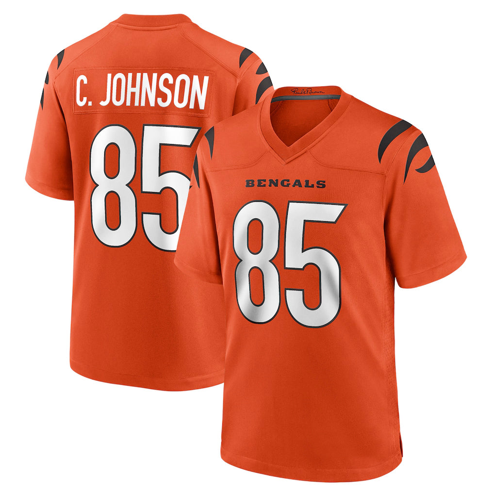 C.Bengals #85 Chad Johnson Player Orange Home Game Gdoa Stitched Jerseys