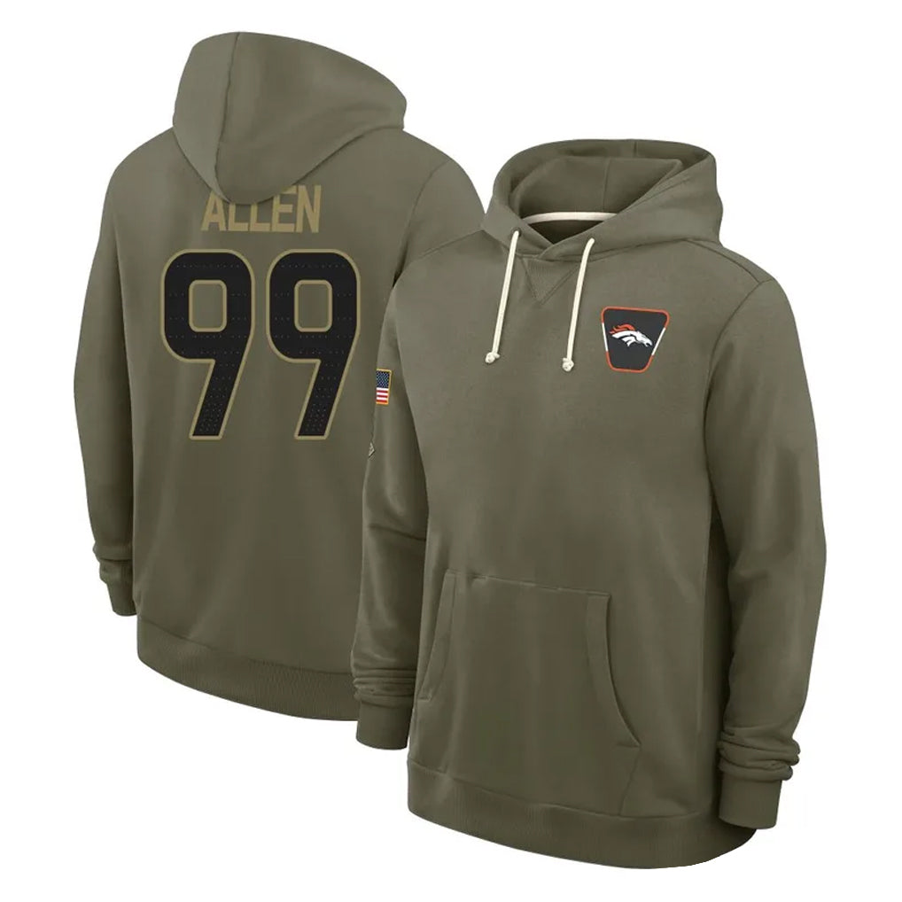 D.Broncos #99 Zach Allen Player Olive Salute to Service Pullover Hoodies Limited Gdoa Stitched Jerseys