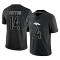 D.Broncos #14 Courtland Sutton Player Black Reflective Limited Gdoa Stitched Jerseys