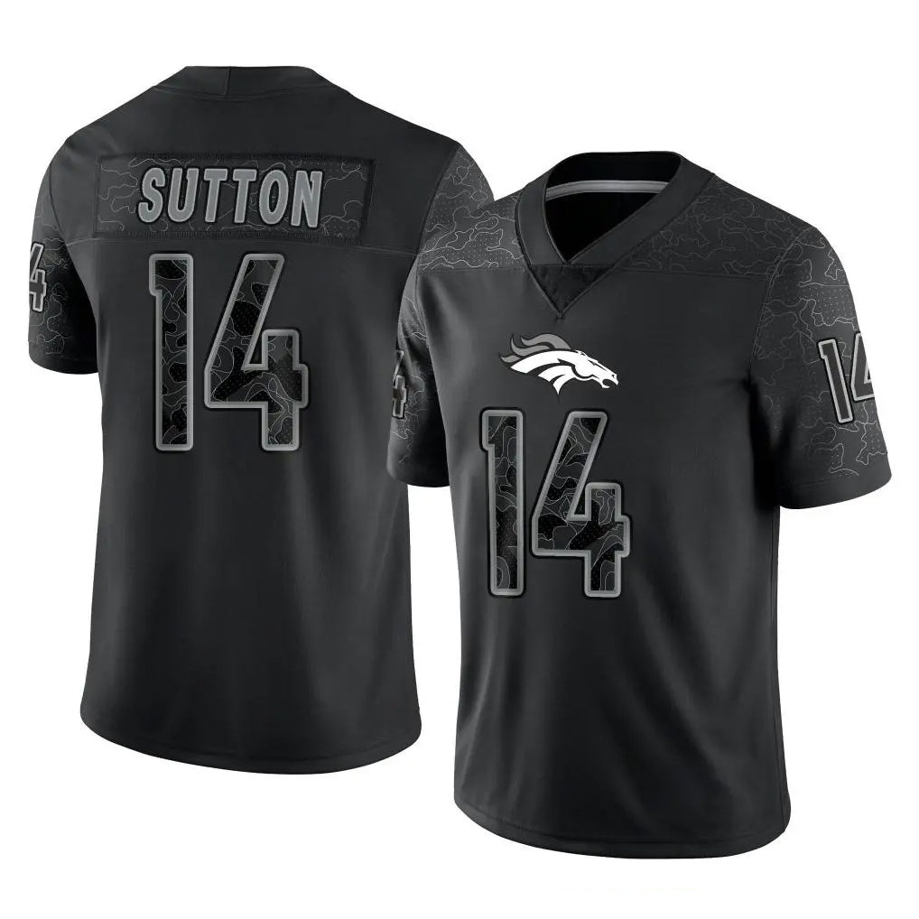 D.Broncos #14 Courtland Sutton Player Black Reflective Limited Gdoa Stitched Jerseys