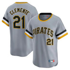 P.Pirates #21 Roberto Clemente Player Gray Throwback Cooperstown Collection Limited T-shirt Fdoa Stitched Jerseys