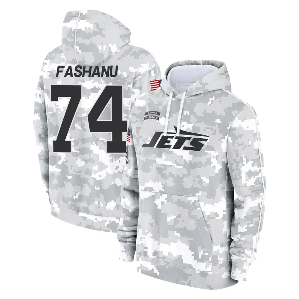 NY.Jets #74 Olu Fashanu Player Arctic Camo Salute to Service Pullover Hoodies Limited Game Gdoa Stitched Jerseys