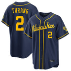 M.Brewers #2 Brice Turang Player Navy Home Stadium Game Fdoa Stitched Jerseys