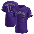 C.Rockies #19 Charlie Blackmon Player Purple Limited Elite Home Gdoa Stitched Jerseys