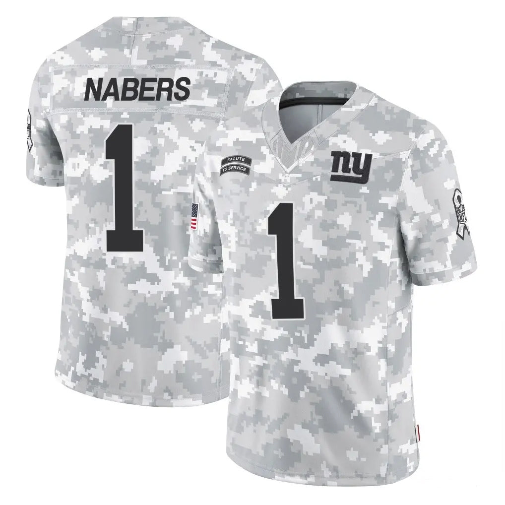 NY.Giants #1 Malik Nabers Player Arctic Camo Salute To Service Limited Game Gdoa Stitched Jerseys