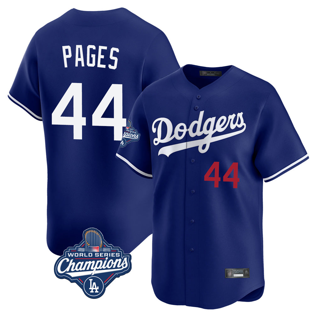 LA.Dodgers #44 Andy Pages Player Royal World Series Meet Limited Home Fdoa Stitched Jerseys
