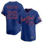 NY.Mets #26 Nolan McLean Player Royal T-shirt Home Limited Elite Fdoa Stitched Jerseys
