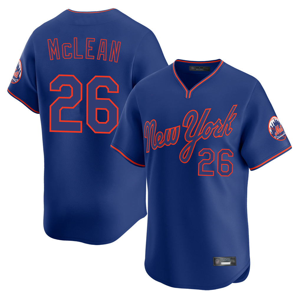 NY.Mets #26 Nolan McLean Player Royal T-shirt Home Limited Elite Fdoa Stitched Jerseys