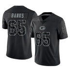 GB.Packers #65 Aaron Banks Player Black Reflective Limited Home Game Gdoa Stitched Jerseys