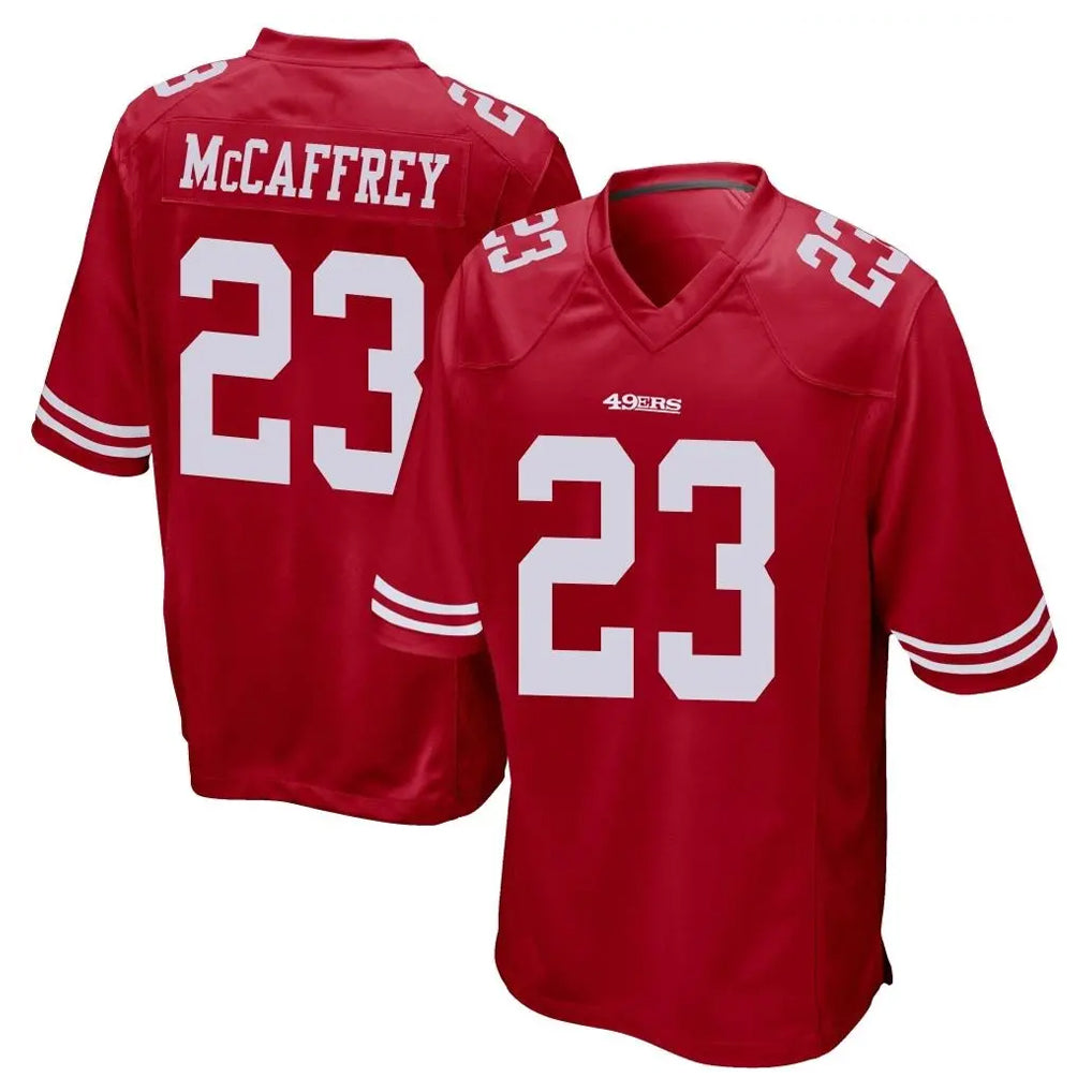 SF.49ers #23 Christian McCaffrey Player Red Home Game Gdoa Stitched Jerseys