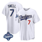 LA.Dodgers #7 Blake Snell Player Gold White 2026 Collection Stadium Limited World Series Meet Fdoa Stitched Jerseys