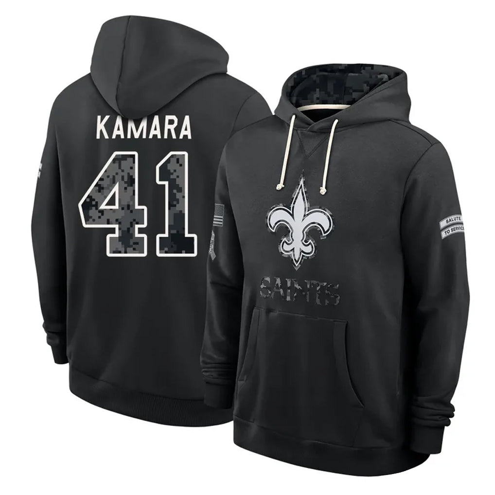NO.Saints #41 Alvin Kamara Player 2026 Black Logo Pullover Hoodies Limited Game Gdoa Stitched Jerseys