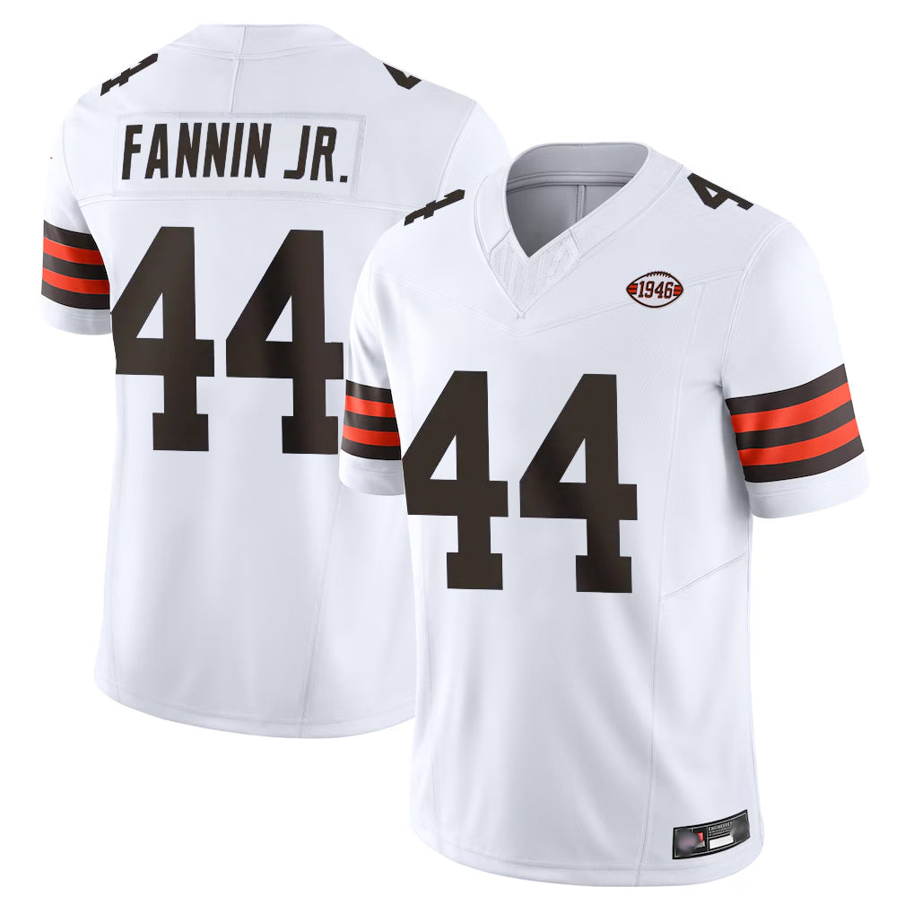 C.Browns #44 Harold Fannin Jr. Player White Vapor F.U.S.E. Limited Home Game Gdoa Stitched Jerseys