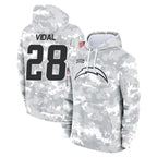 LA.Chargers #28 Kimani Vidal Player Arctic Camo Salute to Service Hoodies Limited Game Gdoa Stitched Jerseys