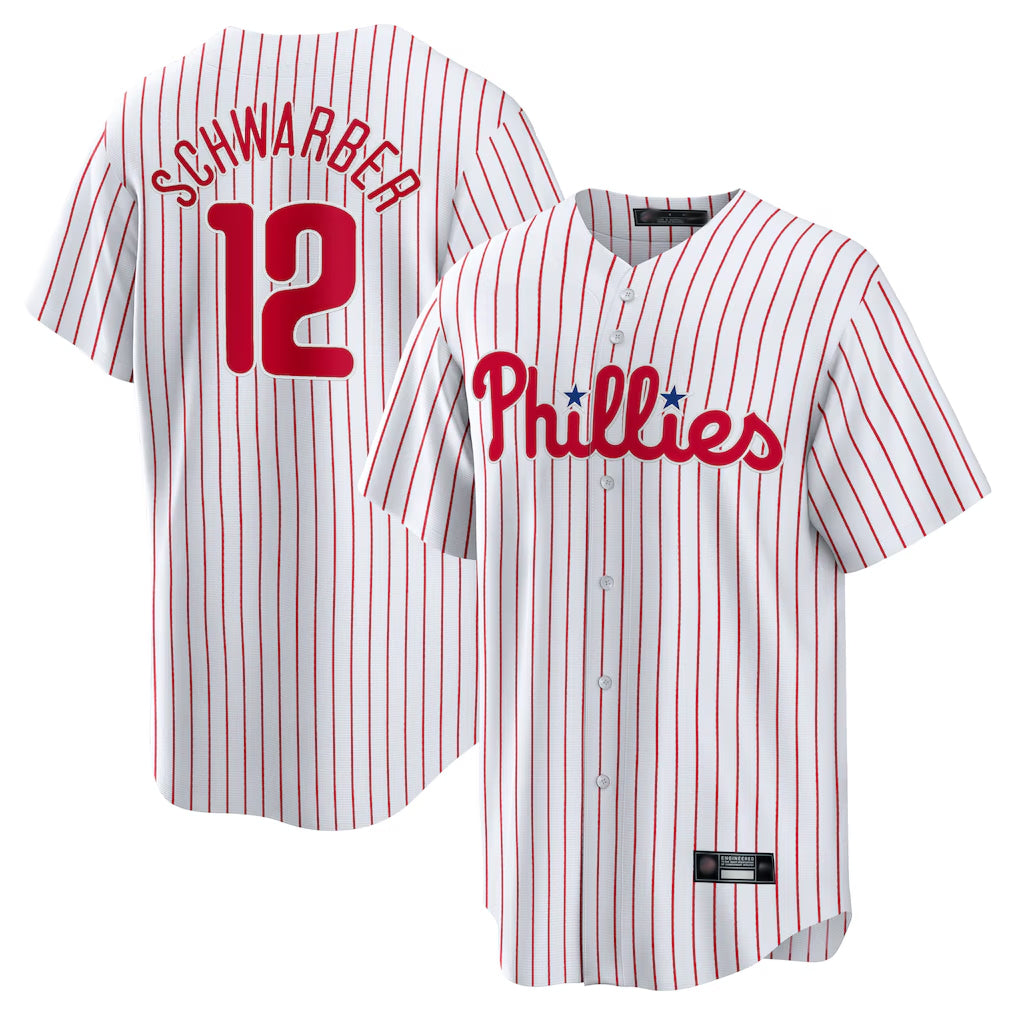 P.Phillies #12 Kyle Schwarber Player White Home Game Fdoa Stitched Jerseys