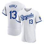 KC.Royals #13 Salvador Perez Player White Limited Elite Home Game Gdoa Stitched Jerseys