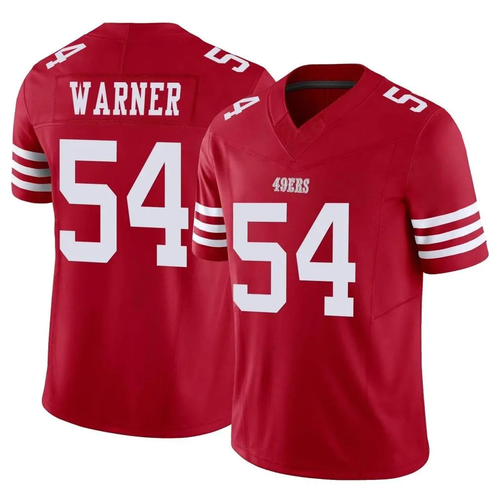 SF.49ers #54 Fred Warner Player Red Limited Vapor F.U.S.E. Home Game Gdoa Stitched Jerseys