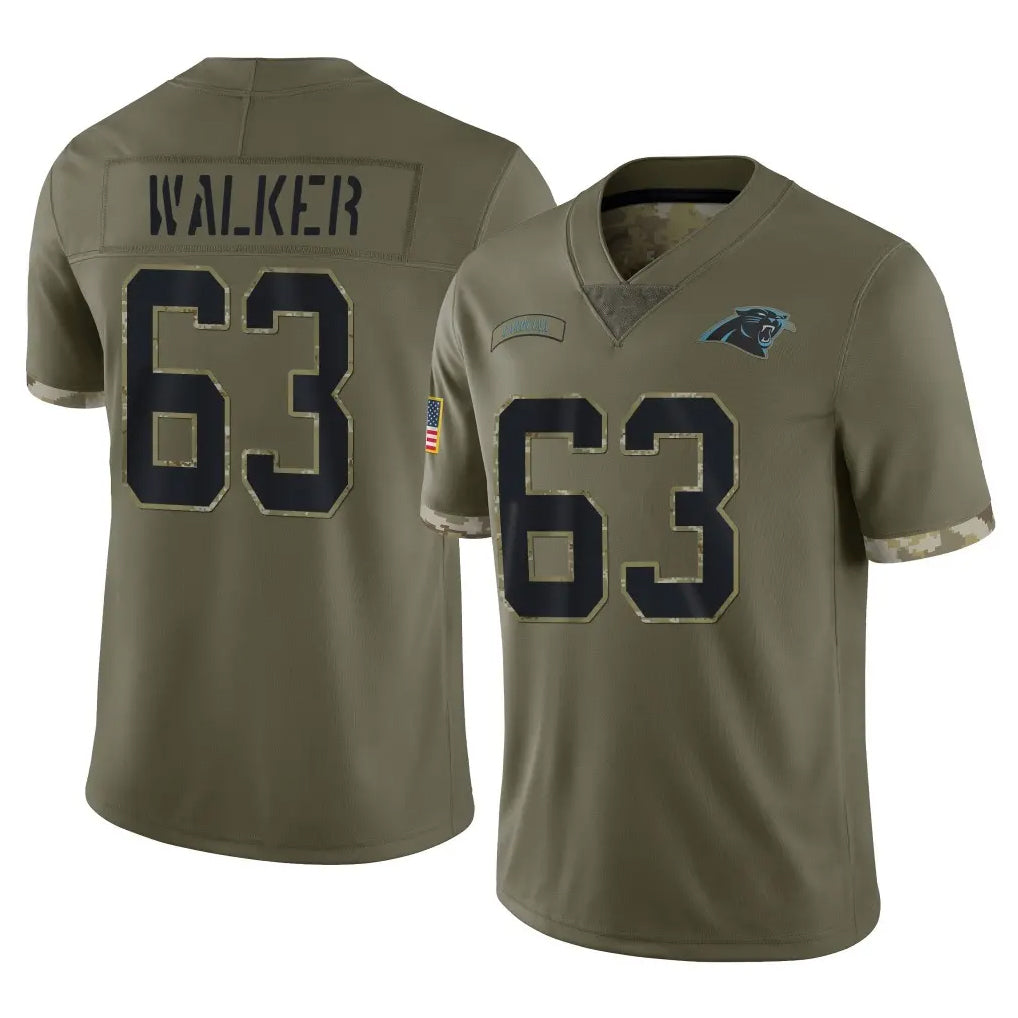 C.Panthers #63 Rasheed Walker Player Olive Salute to Service Game Gdoa Stitched Jerseys