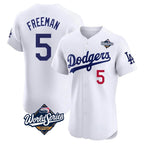 LA.Dodgers #5 Freddie Freeman Player White World Series Limited Elite Home Fdoa Stitched Jerseys