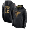 A.Falcons #12 Avieon Terrell Player Black Salute to Service Limited Black Hoodie Gdoa Stitched Jerseys