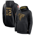 A.Falcons #12 Avieon Terrell Player Black Salute to Service Limited Black Hoodie Gdoa Stitched Jerseys
