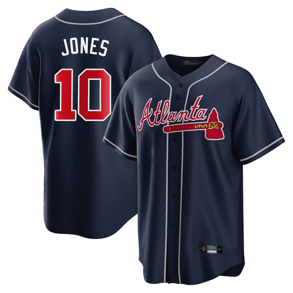A.Braves #10 Chipper Jones Player Navy Home Game Gdoa Stitched Jerseys