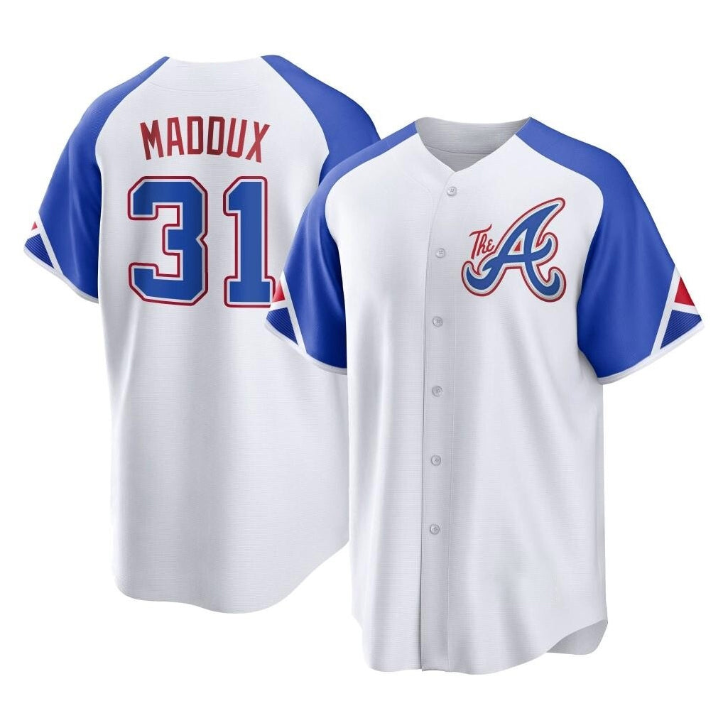 A.Braves #31 Greg Maddux Player White City Connect Home Game Gdoa Stitched Jerseys